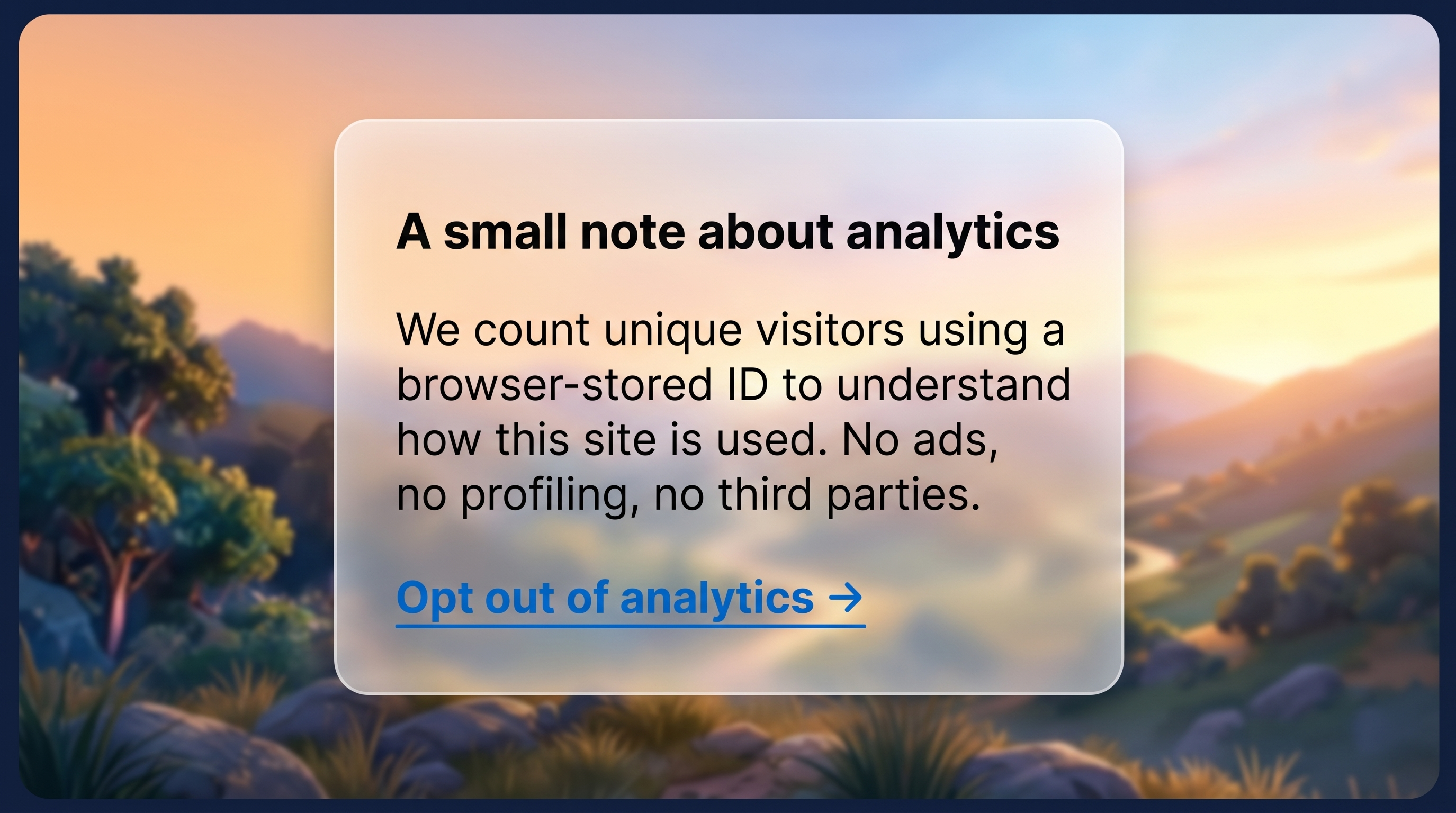 Analytics privacy notice about browser counting and profiling